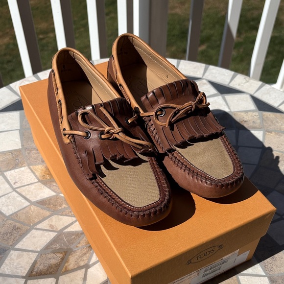 Tod's Gommino Men's Leather and Canvas Loafers - Picture 1 of 14